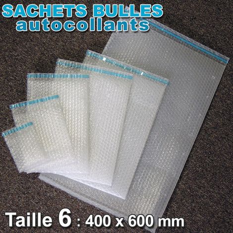 Lot de 100 Sachets bulles d'air 400x600 mm avec rabat adhésif