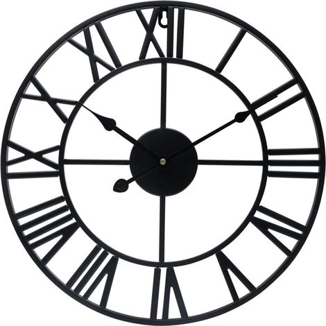 Orologio da parete rotondo in metallo stile vintage, silenzioso, senza ticchettio, a batteria, 40 cm -Crezuo