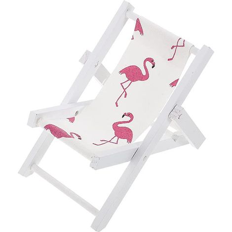 Handyhalterung für Strandstühle (Flamingo), Dekorative Tablet-Halterung im Hawaii-Stil, Strandstuhl aus Holz und Segeltuch, Visitenkartenhalter (1/5)