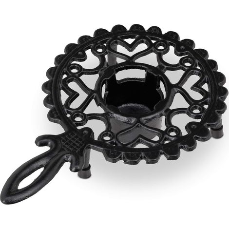 Chauffe-théière, cafetière, en Fonte de Fer, pour Une Bougie, Design Antique, réchaud Rustique, Noir (1/5)