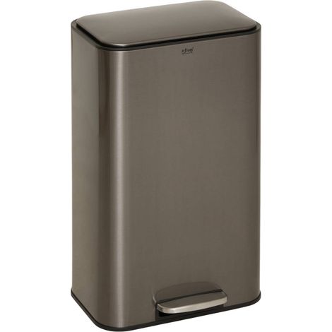 Cubo de basura rectangular con pedal delta de 30 litros, color carbón - 5five (1/5)
