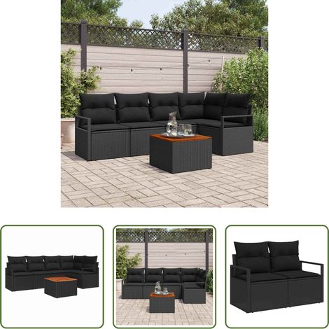 vidaXL Jardin extérieur -  Ensemble de canapé de jardin avec stockage 6 pcs Noir polyrotin (1/5)