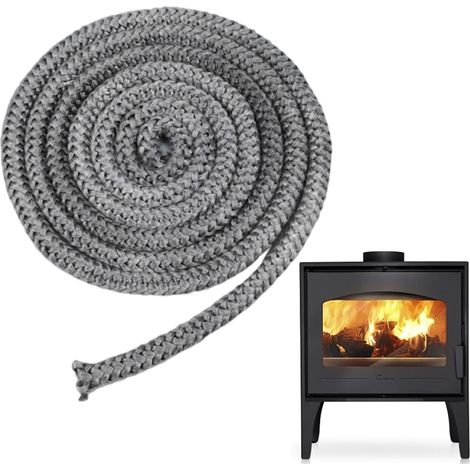 Joint Insert Cheminée,3 Mètres 10mm,Cordon d'étanchéité pour cheminée - 3 m de long - Diamètre 10 mm - Cordon en fibre de verre ignifuge - Pour poêles, poêles, barbecue, isolation des tuyaux - Gris (1/5)