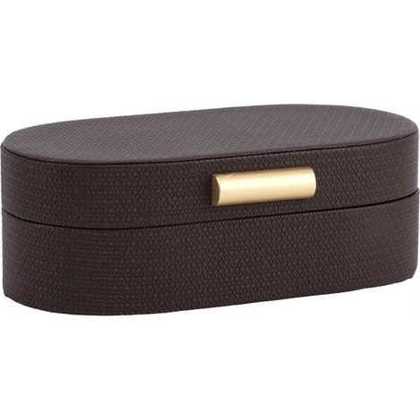 Boîte de rangement marron chic et compacte - marron avec détail doré (1/5)