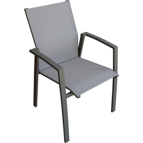 Extraire le fauteuil de chaise empilable avec structure en aluminium et Nile Textilene Gray