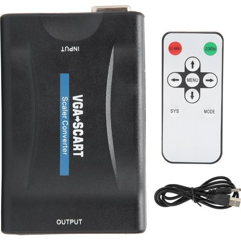 Convertisseur VGA vers SCART avec Télécommande et Câble d'Alimentation Noir pour Vidéo HD (1/5)