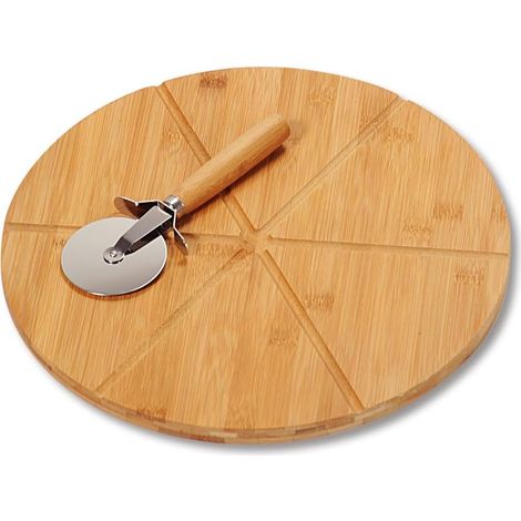 Planche à Pizza en Bambou - 1 Pièce - Design Naturel - Avec Couteau Intégré - Service Cuisine et Table - 30 x 30 x 15 cm (1/3)
