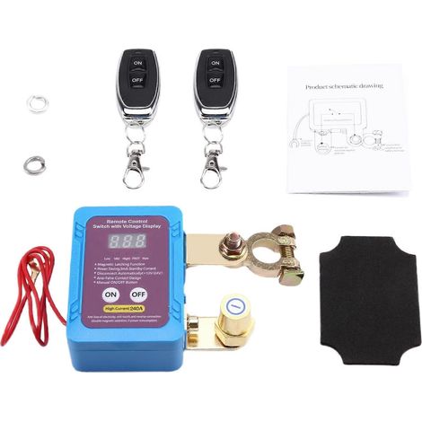 Kit de coupure de batterie universel pour télécommande de voiture 12V avec interrupteur de coupure intelligent et protection contre les fuites de courant. (1/5)