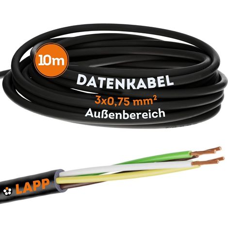 10 Meter Lapp 1030269 LiYY PVC- Steuerleitung 3x0,75 mm² schwarz I LED Kabel 3 adrig I Datenleitung I Signalleitung I lötbares Kabel