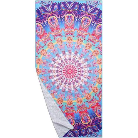 Serviette de Plage en Microfibre Anti Sable 150x75cm, Super Absorbant Couverture de Voyage Légère Pliable Portable Séchage Rapide pour Natation Sport (1/4)