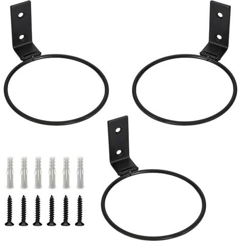 3 Pièces Supports Muraux pour Pot de Fleurs Anneau de Support de Pot de Fleur Plante Exterieur Porte Pots Anneau Titulaire Pliable Support Jardinière Metal​ avec Vis pour Intérieure Extérieur