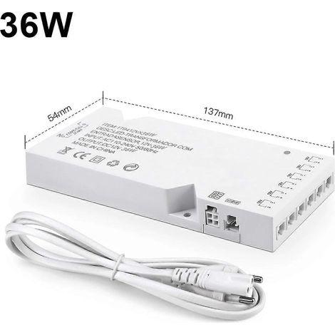 Transformateur d'éclairage LED, adaptateur secteur DC12V, compatible avec les rubans lumineux LED, les étagères, etc. (1/5)