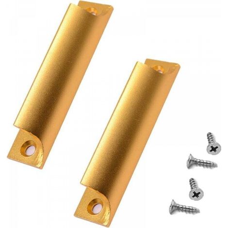Lot de 2 poignées en alliage d'aluminium pour porte coulissante, balcon, armoire, tiroir, fenêtre, meubles, avec vis (doré) (1/5)