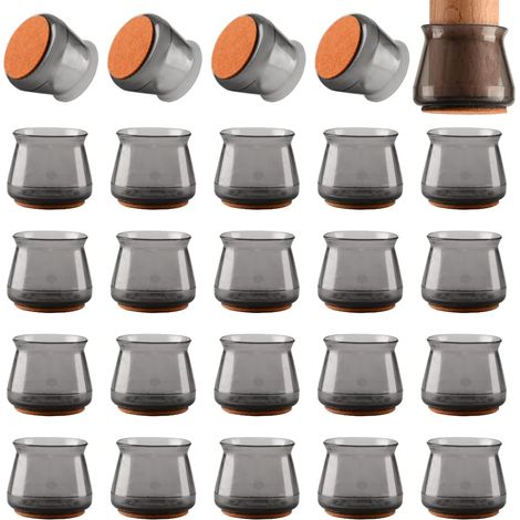 Set di 24 pezzi per la protezione delle gambe delle sedie, protezioni rotonde per le gambe delle sedie, tappi per le gambe delle sedie, piedini in feltro, piedini in silicone per sedie/mobili - piedin (1/5)