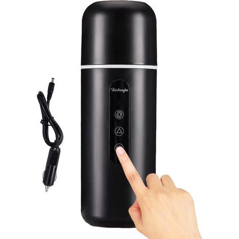 Chaudière à eau de voiture  Tasse d'eau chauffée portable 12 V/24 V, chauffage rapide - Tasses chauffantes universelles de 420 ml avec fonction d'agitation automatique, tasse de voyage pour (1/5)