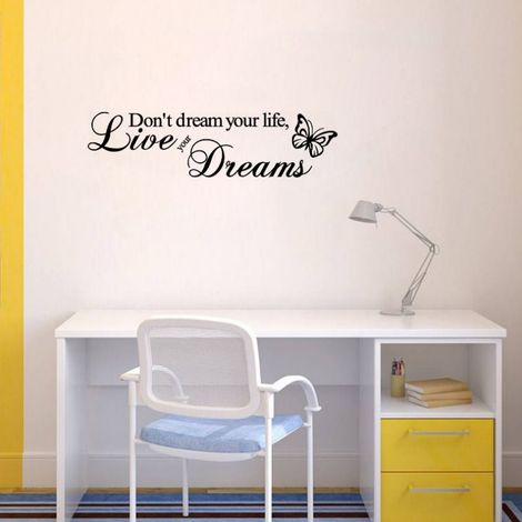 Sticker mural lettres anglaises avec papillons, amovible, décoration pour chambre à coucher (1/5)