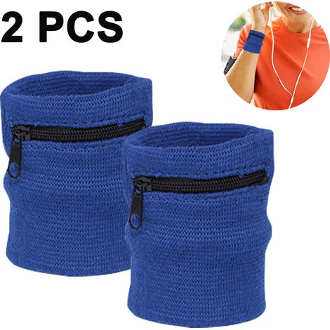 Bracelet de sport avec fermeture éclair - Portefeuille de poignet pour la course et le tennis - Bracelet anti-transpiration épais et uni pour clés et cartes d'identité (1/5)