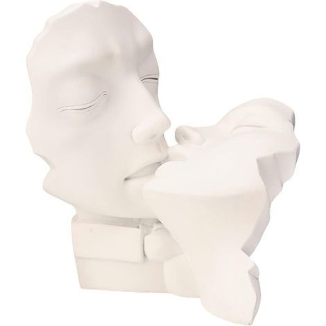Amour Étreignant Statue Abstraite Résine Romantique Couple Visage Sculpture Figure Décoration Art Moderne, d'or, 20cmX14.5cmX22cm (1/5)