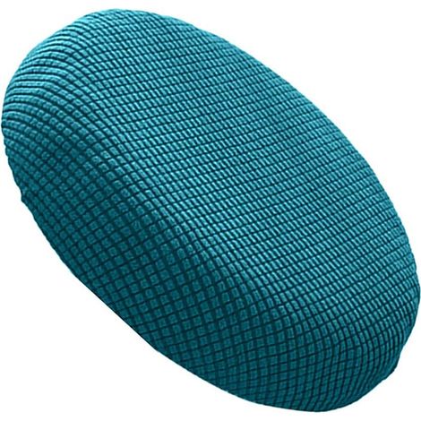 Housse De Tabouret Ronde - Extensible - Pour Siège De Bar Bureau Restaurant - Bleu Paon - 1 Pièce (1/5)