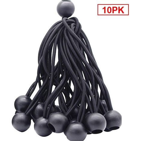 Lot de 50 tendeurs à boule élastique, tendeurs de bâche pour pavillon, camping, cordes de tente, harnais d'extension de rideaux, 15 cm (noir) (1/5)