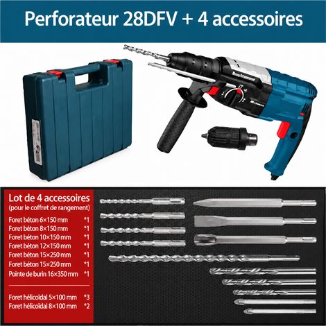 Perforateur burineur multifonction queue ronde 28DFV kit 4 marteau perceuse béton 1 × 1 × 1 cm 1 kg – Livraison gratuite