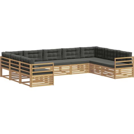 Conjunto de sofás de exterior 9 uds. 9 plaza Blanco y Antracita vidaXL (1/5)