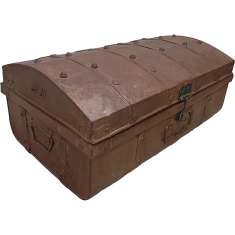 Maleta de metal acabado artesanal marrón 67x37x25h cm