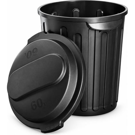 Poubelle Robin avec couvercle amovible – Noir – 60 L (1/5)