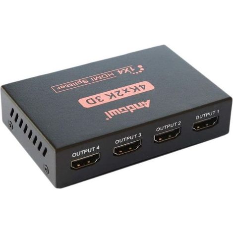 SPLITTER SDOPPIATORE HDMI FULL HD 1080P 1080p 4K 2K 3D 4 USCITE AMPLIFICATE