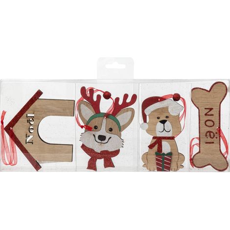 Weihnachtsmotiv Holz Kit 4 Teile Weihnachten Hund - Feeric lights & christmas