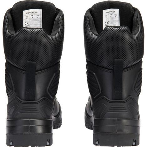 Bota de espinillera de cuero y acero S3 SC HRO HI CI LG SR PORTWEST FT31 47 Negro