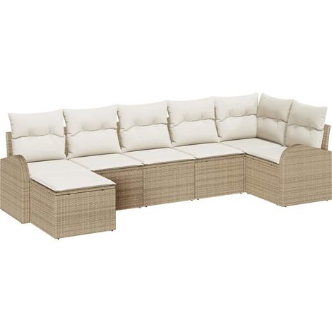 Maison Exclusive - Set di divani con cuscino 7 pcs Beige polyrattan