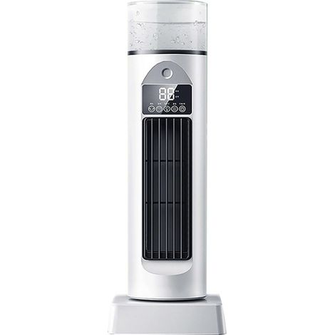 Ventilateur tour sans pales, oscillation à 120°, 6 vitesses de ventilation, silencieux, portable, modèle sur pied et de bureau pour chambre et salon (Blanc) (1/5)