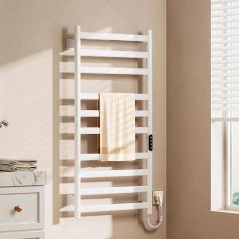 Sèche-Serviette,1000×500 mm chauffe serviette salle de bain,Avec écran tactile,minuterie et température réglable radiateur seche serviette electrique salle de bain,seche serviette electrique Blanc (1/5)