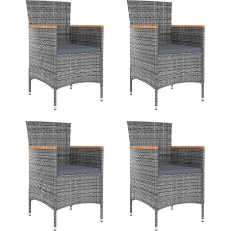 Lot de 4 Chaises de salle à manger de jardin - Chaises à dîner de jardin Résine tressée Gris BV303864 - BonneVie (1/5)