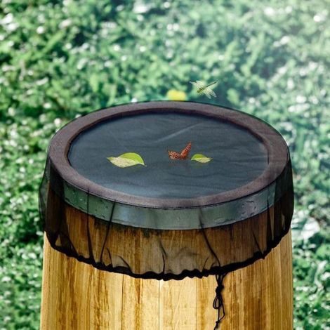 Filet Pour Baril De Pluie - Diamètre 80 Cm - Avec Cordon De Serrage - Noir - Lot De 2 (1/5)