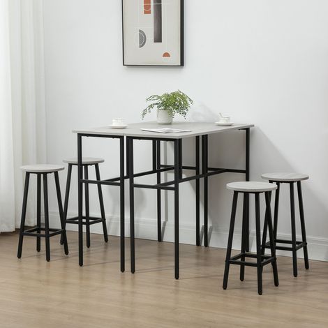 Set bar 6 pezzi 100x40x90 cm, design industrial, salvaspazio, legno, grigio (1/5)
