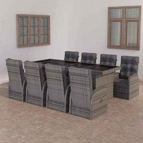 Garden Dining Set Grey PE rattan Large Garden Dining Set vidaXL (1/5)