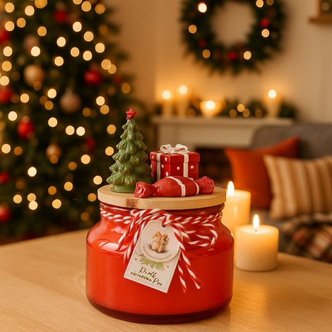 Decoris Candela di Natale Profumata in Vetro Rosso - 6,7x10 cm (1/5)