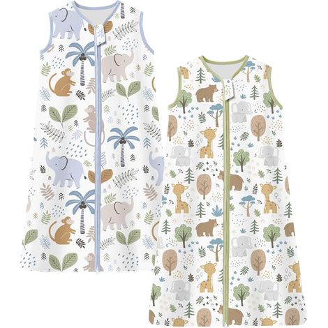Gigoteuse Bébé Pyjama d'été sans Manches 100% Coton Tog 1 Sac de couchage enfant d'été, 1 Tog/Affe + Giraffe, 100% Coton (1/5)