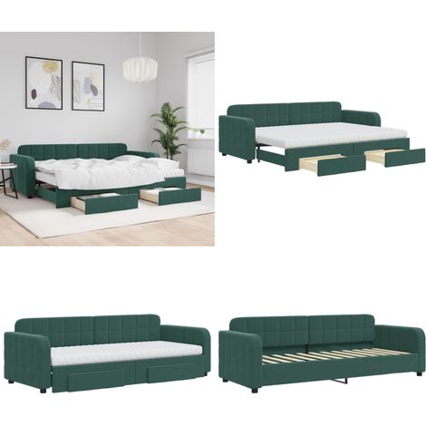Tagesbett Ausziehbar mit Schubladen Dunkelgrün 80x200 cm Samt - Sofa - Schlafcouch - Gästebett - Tagesbett - Wohnzimmermöbel - Home & Living (1/5)