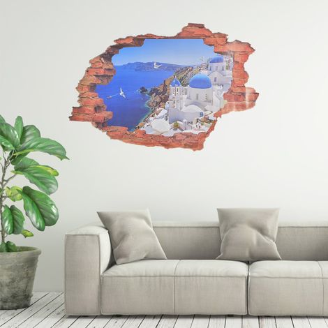 Lot de 2 stickers muraux adhésifs amovibles style mur cassé, pour la décoration de couloir et de chambre. (1/5)
