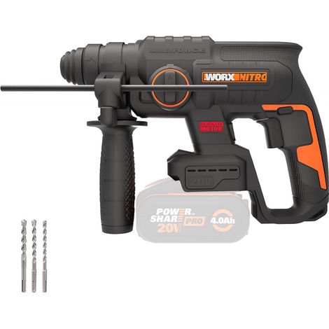 Martillo combinado a batería Worx WX381.9 20 V 2,0 J SDS plus PowerShare Brushless Solo - sin batería, sin cargador (1/3)