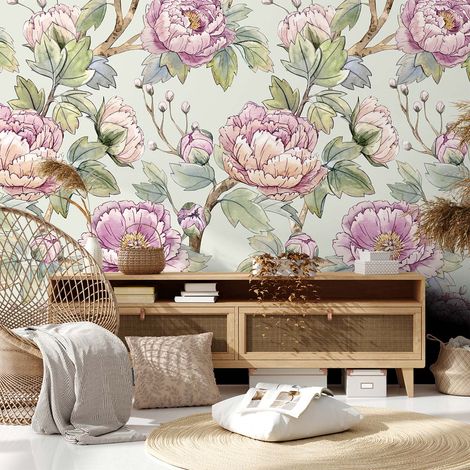 Papier peint fleurs motif floral en aquarelle papier peint (1/5)