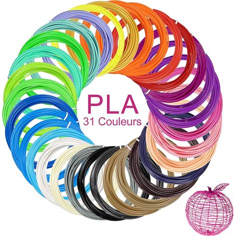 Recharges de filament PLA 31 couleurs 1,75 mm, 5 m compatibles MYNT3D, SCRIB3D, PIKA3D (1/5)