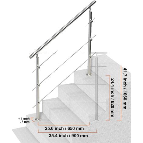 Rampes pour Escalier Extérieur, Acier Inoxydable Durable, Installation Facile, Type 7 (1/2)