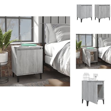Tables de chevet avec pieds en métal sonoma gris 40x30x50 cm - Table De Chevet Industrielle - Meuble De Chambre - Table De Nuit - Design Industriel - Table De Chevet Avec Tiroir (1/5)