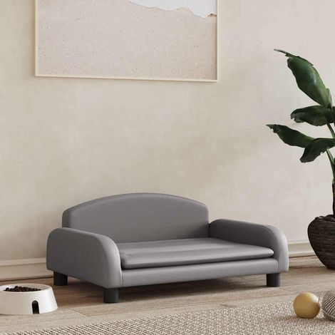 vidaXL Cama para perros de cuero sintético gris 70x45x30 cm (1/5)