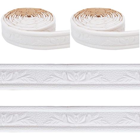 2 Rouleau de Moulure en Mousse PVC Blanche de 181 x 1.57 Pouces Bordure Murale Autocollante Plinthe Plafond Bordure de Papier Peint Lignes Murales Décoratives Flexibles et Collantes (1/5)
