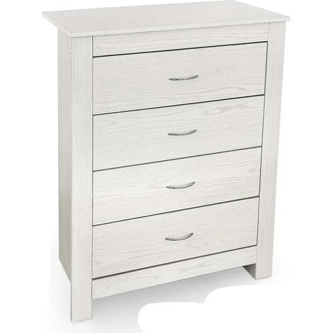 Moderne Kommode in Weiß mit Holzoptik, 79 x 38 x 102 cm, 4 Schubladen, Legno & Disegno